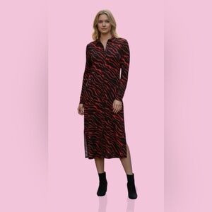 INC International Concepts Red and Black Long Sleeve Dress